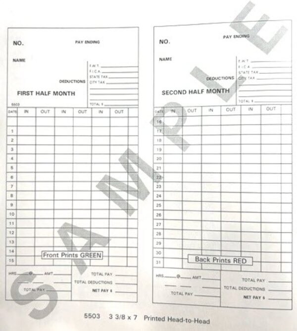 Amano AMA-550350 Monthly Semi-monthly Timecard EX/BX Series