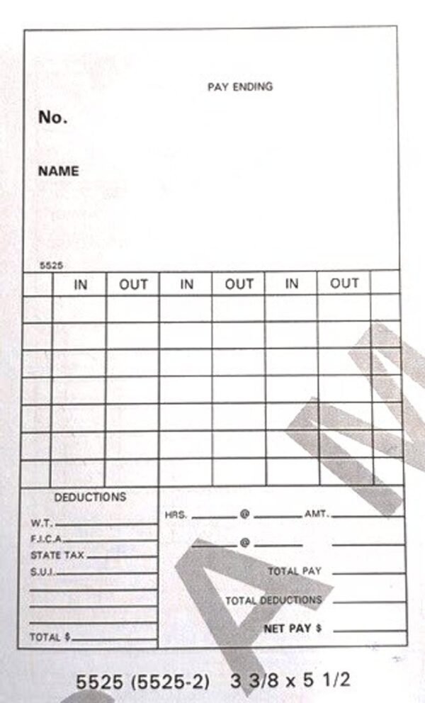 Amano AMA-552550 Weekly Timecard EX Series