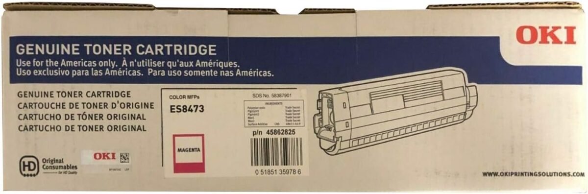 OKI DATA OKI45862825 ES8473 1-SD YLD Magenta Toner - 8,800 Page Yield - Image 1