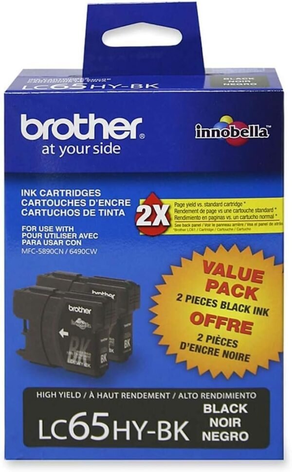 Brother LC652PKS 2 - Pack High Yield Black Original Ink Cartridge BRTLC652PKS