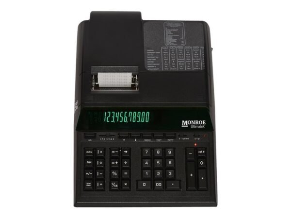 Monroe UltimateXB 12-Digit Print/Display, Heavy-Duty Printing Calculator - Black (MNEULTIMATEXB)