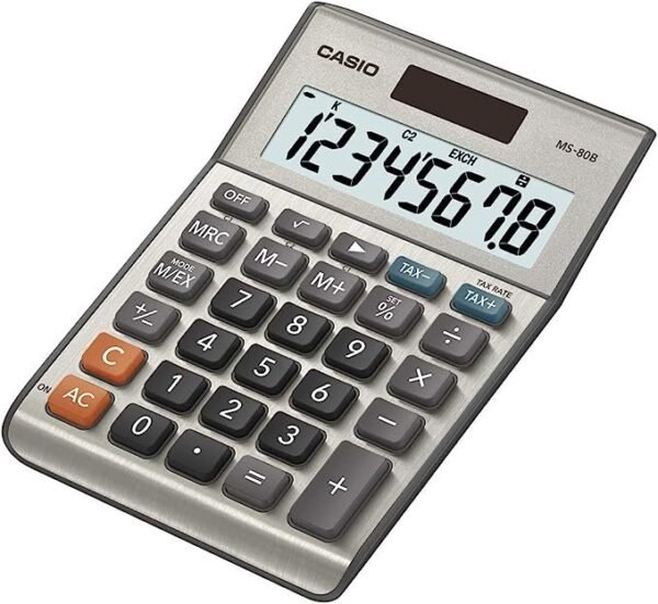 Casio MS-80B Standard Function Desktop/Portable Calculator with Solar Power with Battery Back Up (MS-80B)