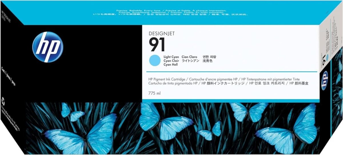 HP 91 HEWC9470A 775 ML Light Cyan Original Designjet Ink Cartridge - Image 1