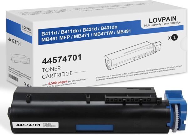 OKI Data - OKI44574701 Black Original Toner Cartridge - For B411d, 411dn, 431d, 431DN; MB461, 471, 491dn