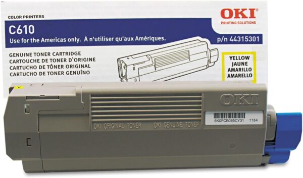 OKI Data - OKI44315301 Yellow - Original - Toner Cartridge - For C610cdn, 610dn, 610dtn, 610n