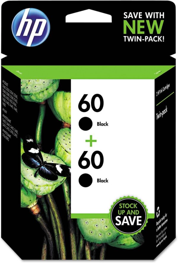 HP 60 HEWCZ071FN Twin Pack - 2 Pack 4 ML Black Original Ink Cartridge