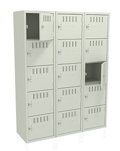 Tennsco (BS5-151512-C) 5 High Box Locker - Three Wide, No Legs (Assembled) - BS5-151512-C