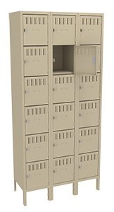 Tennsco (BS6-121512-3) 6 High Box Locker - Three Wide With Legs (Assembled) - BS6-121512-3
