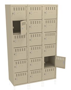 Tennsco (BK6-151812-C) 6 High Box Locker - Three Wide, No Legs (Unassembled) - BK6-151812-C