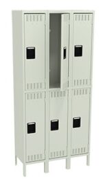 Tennsco (DTK-121536-3) Double Tier Locker - Three Wide With Legs (Unassembled) - TENNSCO-DTK-121536-3