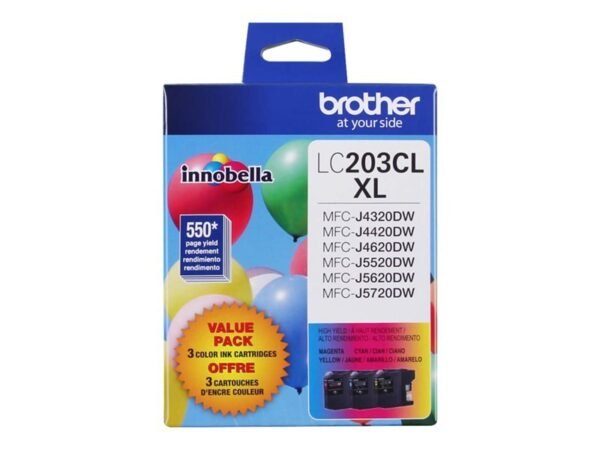 Brother LC203CL XL 3 Pack High Yield TriColor Original Ink Cartridge BRTLC2033PKS