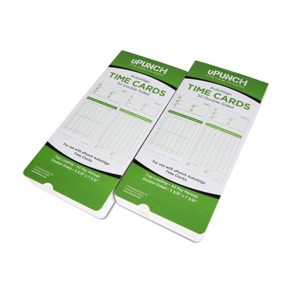 uPunch Time Cards for Green Non-Calculating AutoAlign Time Clocks [HN1000-3000] 100 Pack