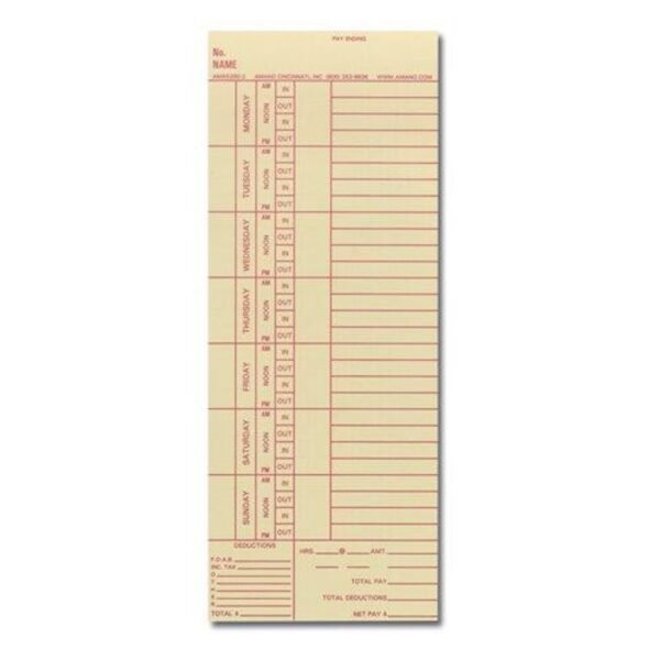 Amano AMA-520250 Bi-weekly Timecard Pix/tcx Series 250 Pack