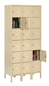 Tennsco (HBL6-1218-3) Heavy Duty 6-Tier Box Locker With Legs (Three Wide) - HBL6-1218-3