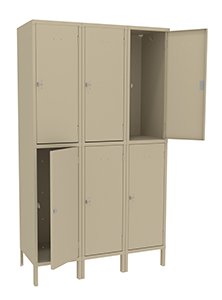 Tennsco (HDL-151836-3) Heavy Duty Double Tier Locker With Legs (Three Wide) - HDL-151836-3
