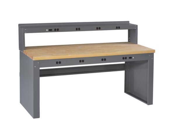 Tennsco (EB-2-3672M) Electronic Workbench with Maple Top, Riser And Panel Legs