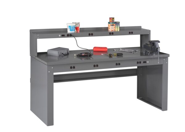 Tennsco (EB-2-3072S) Electronic Workbench with Steel Top, Riser And Panel Legs