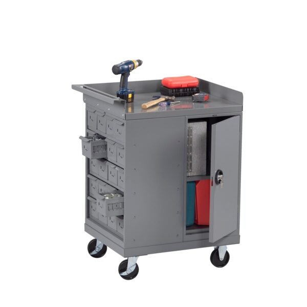 Tennsco (MB-2530-BB) Mobile Workbench with 20 Bins and Cabinet