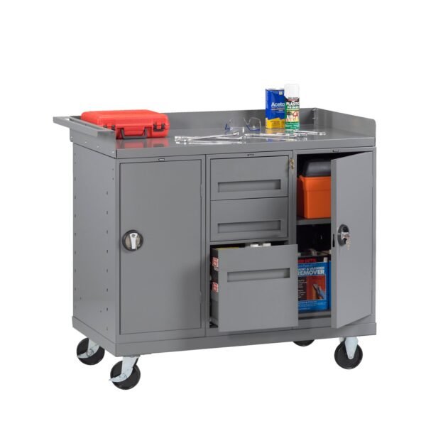 Tennsco (MB-6-2545) Mobile Workbench with 2 Cabinets and 3 Drawers