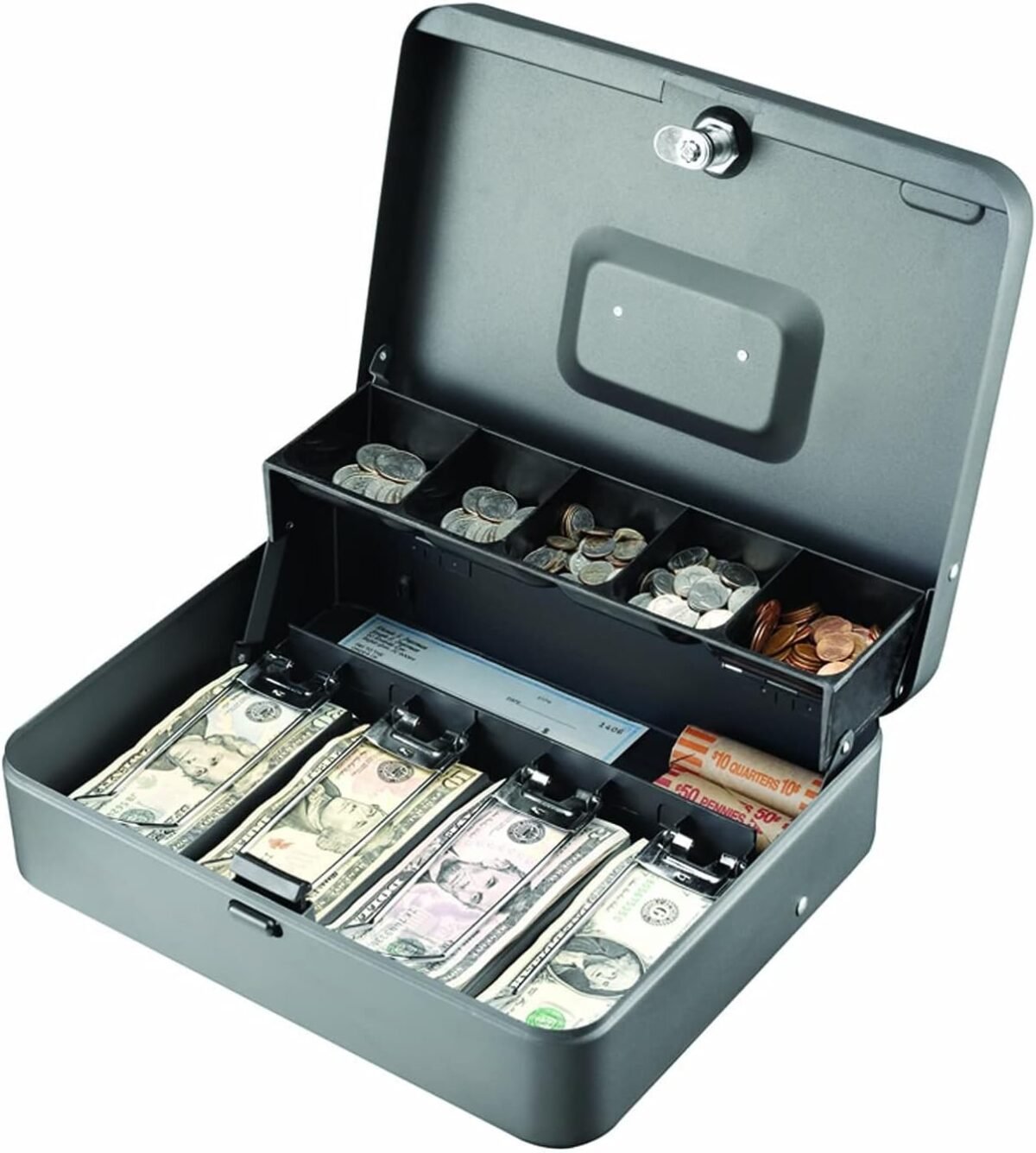 MMF Industries 2216194G2 STEELMASTER Tiered Tray Cash Box - Image 1