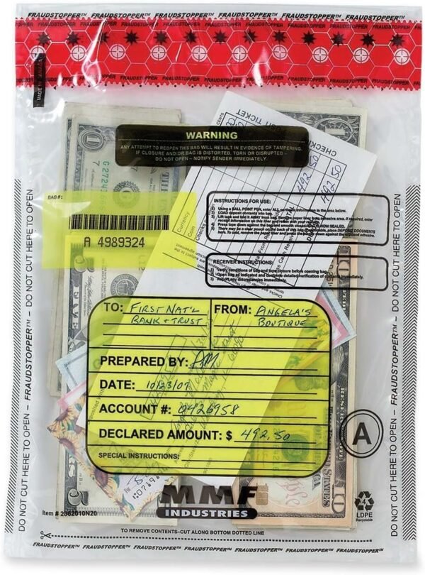MMF Industries Tamper-Evident Deposit Bag, 100 per Box (2362011N20)