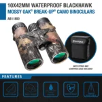 BARSKA (AB11851) 10x42mm Blackhawk Waterproof Binoculars Mossy Oak® Break-Up® Camo (Clam Pack) - Image 5