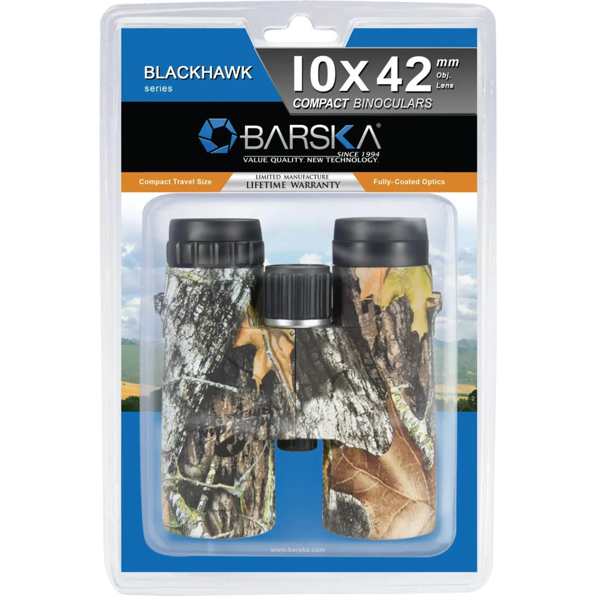 BARSKA (AB11851) 10x42mm Blackhawk Waterproof Binoculars Mossy Oak® Break-Up® Camo (Clam Pack) - Image 2