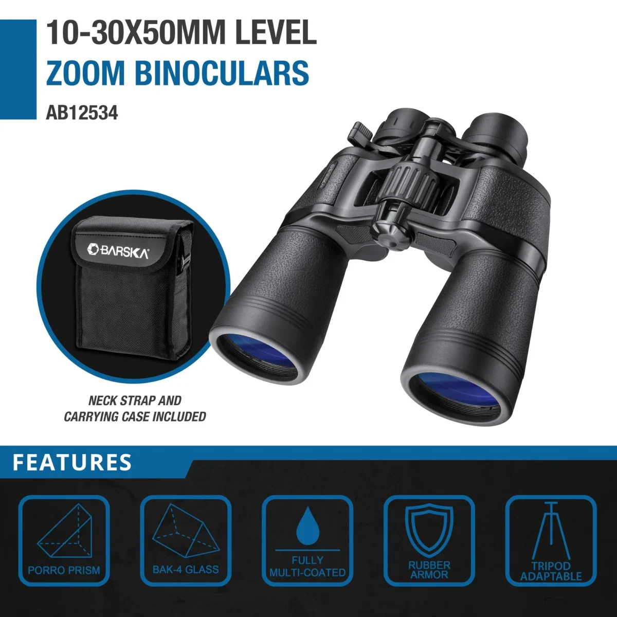 BARSKA (AB12534) 10-30x50mm Level Zoom Binoculars - Image 3