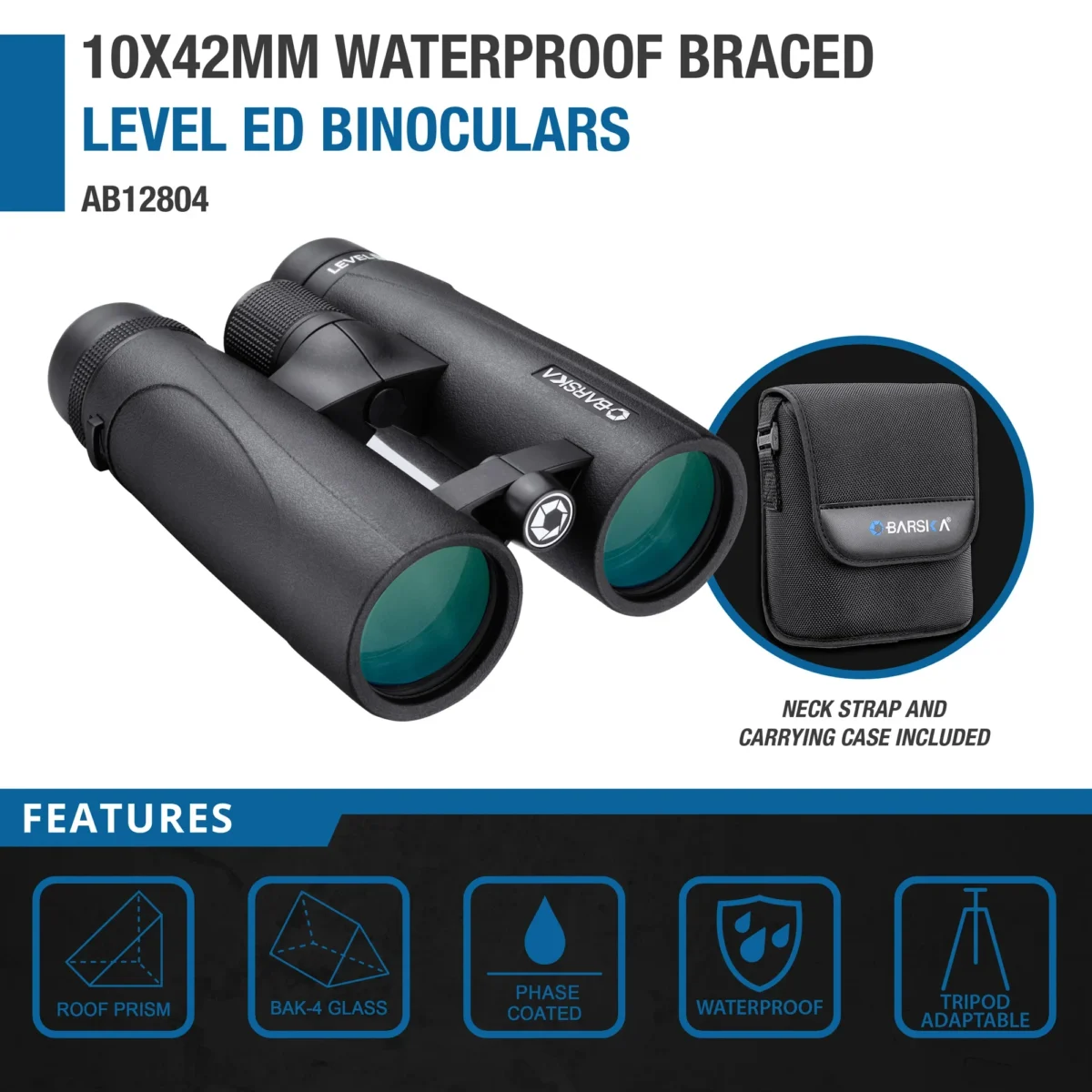 BARSKA (AB12804) 10x42mm Level ED Waterproof Open Bridge Binoculars - Image 5
