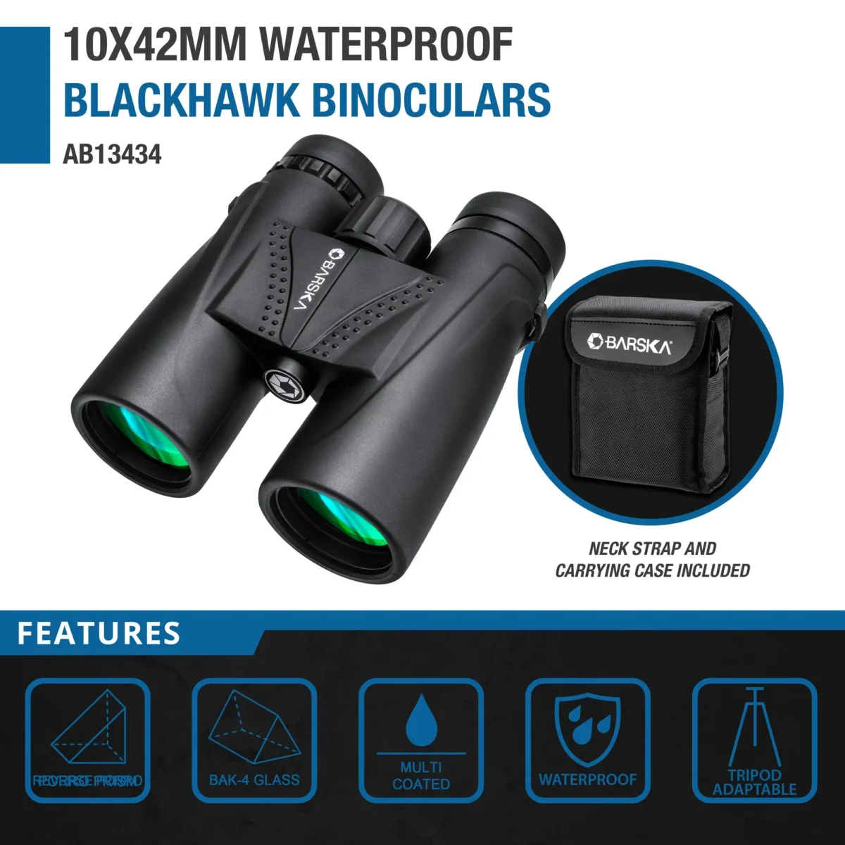BARSKA (AB13434) 10x42mm Blackhawk Waterproof Binoculars - Image 8