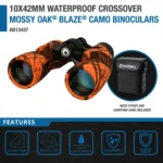 BARSKA (AB13437) 10x42mm Crossover Waterproof Binoculars, Mossy Oak Blaze Camo - Image 4