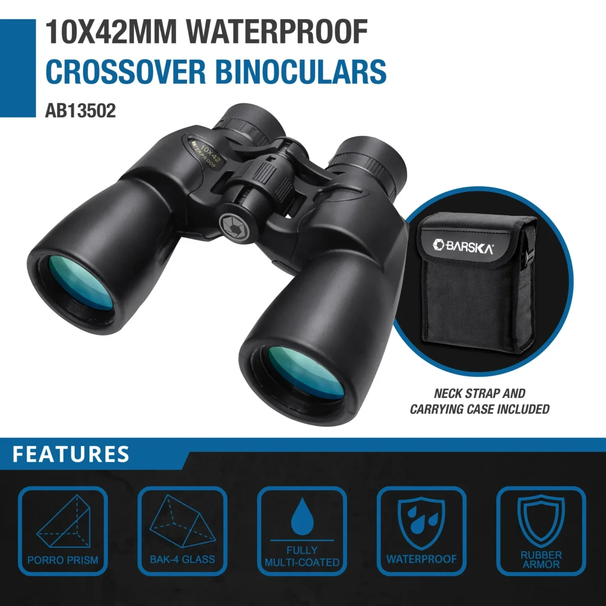 BARSKA (AB13502) 10x42mm Crossover Waterproof Binoculars - Image 2