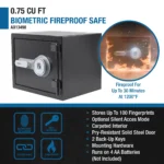 BARSKA (AX13498) 0.75 Cu. ft Biometric Fireproof Security Safe, Black - Image 5