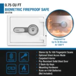 BARSKA (AX13738) 0.75 Cu. ft Biometric Fireproof Security Safe, White - Image 4