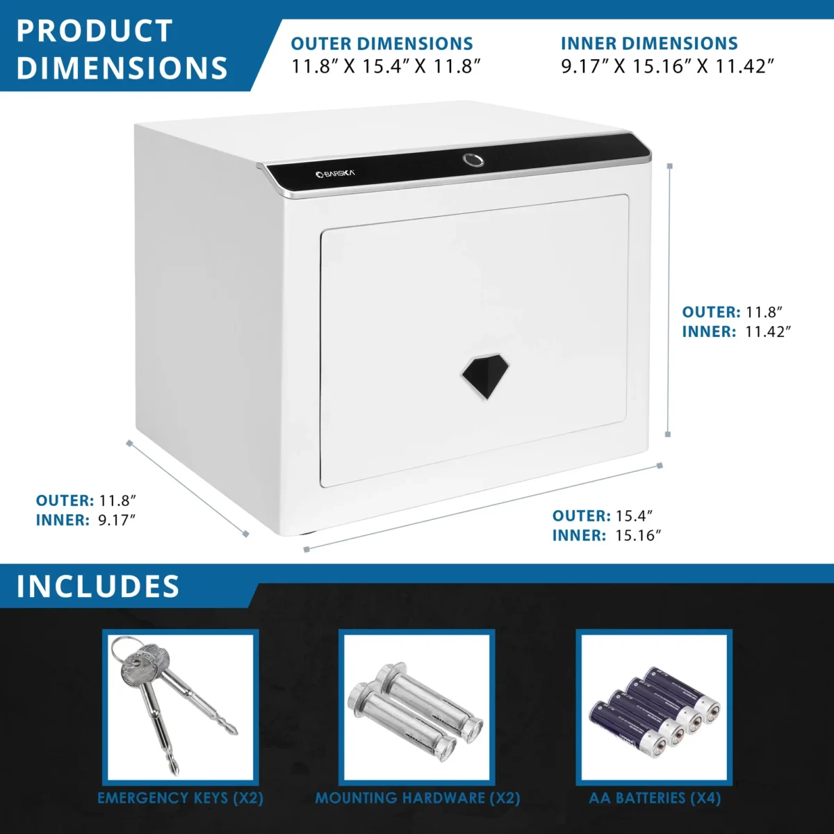 BARSKA (AX13938) Diamond 0.92 Cu. ft Touchscreen Biometric Keypad Security Safe - Image 5