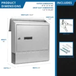 BARSKA (CB13698) Contemporary Locking Wall Mount Mailbox with Newspaper Bucket - Image 4