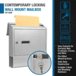 BARSKA (CB13698) Contemporary Locking Wall Mount Mailbox with Newspaper Bucket - Image 3