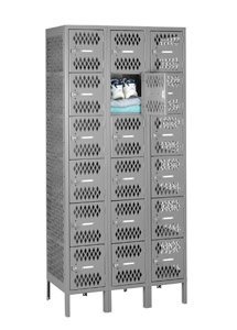 Tennsco (VBL6-1218-3) 6 High Ventilated Box Locker - Three Wide With Legs (Assembled) - VBL6-1218-3