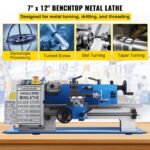 VEVOR Metal Lathe 7 x 12 Inch, Precision Mini Metal Lathe 2250 RPM 400W Variable Speed, Mini Lathe Precision Bench Top Metal Working Lathe for Various Types of Metal Turning - Image 12