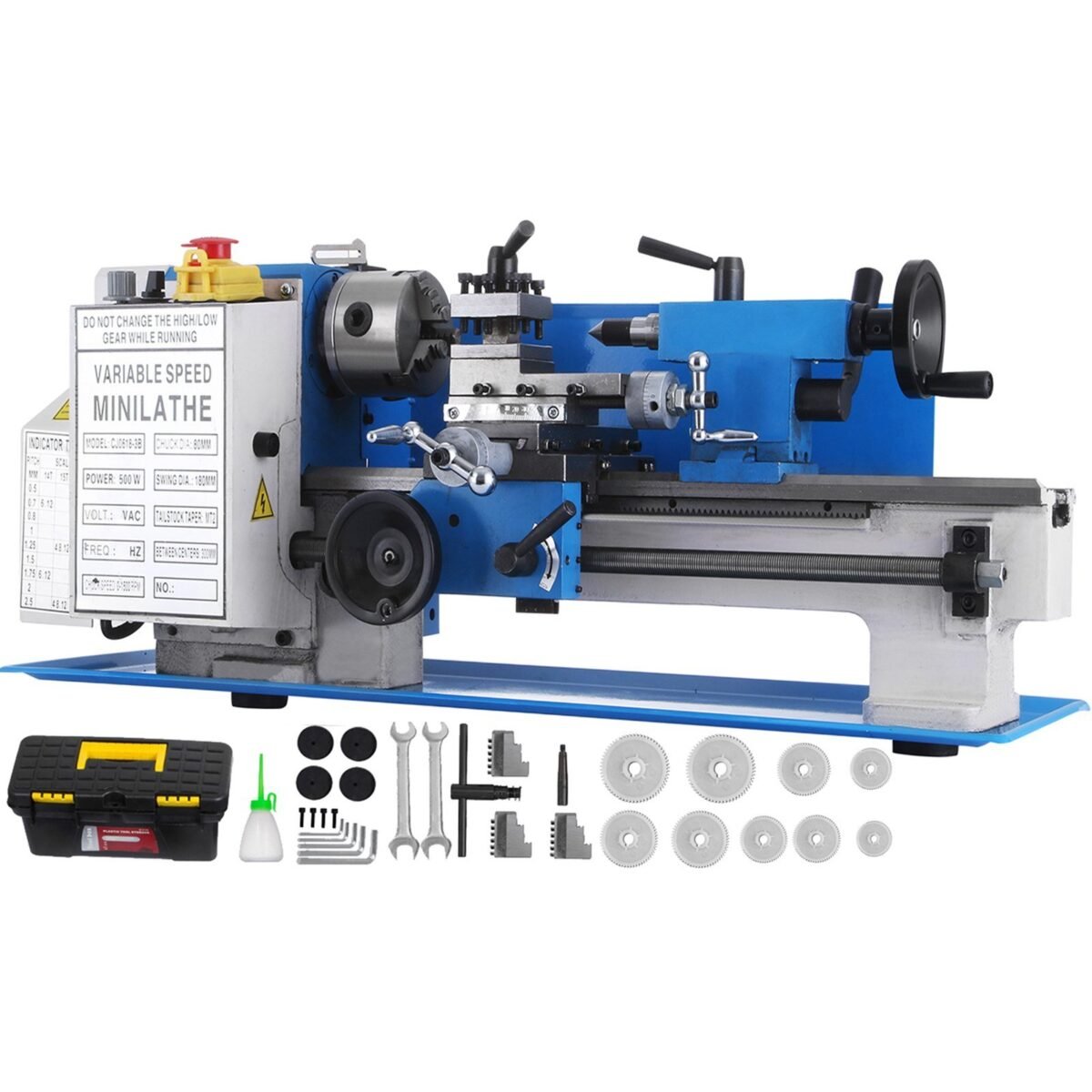 VEVOR Metal Lathe 7 x 12 Inch, Precision Mini Metal Lathe 2250 RPM 400W Variable Speed, Mini Lathe Precision Bench Top Metal Working Lathe for Various Types of Metal Turning - Image 1