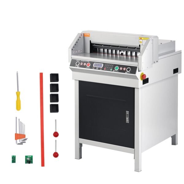 VEVOR 450VS Electric 18" Paper Cutter, Heavy Duty Paper Cutter 18" /457.2mm Cutting Width, 1.57"/40mm Cutting Thickness, Industrial Paper Trimmer with Button Control, Paper Cutter Guillotine Numerical Control Automatic Digital
