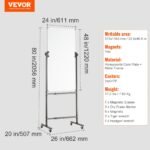 VEVOR Rolling Magnetic Whiteboard, Double-sided Mobile Whiteboard 24x48 Inches, Adjustable Height Dry Erase Board with Wheels, 1 Magnetic Erase & 3 Dry Erase Markers & Movable Tray for Office School - Image 7