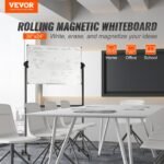 VEVOR Rolling Magnetic Whiteboard, Double-sided Mobile Whiteboard 36x24 Inches, Adjustable Height Dry Erase Board with Wheels, 1 Magnetic Erase & 3 Dry Erase Markers & Movable Tray Office, School - Image 12