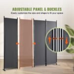 VEVOR 4 Panel Room Divider 5.6 ft (88×67.5inch) Gray - Image 10