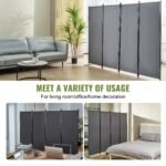 VEVOR 4 Panel Room Divider 5.6 ft (88×67.5inch) Gray - Image 8