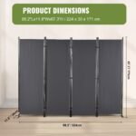 VEVOR 4 Panel Room Divider 5.6 ft (88×67.5inch) Gray - Image 7