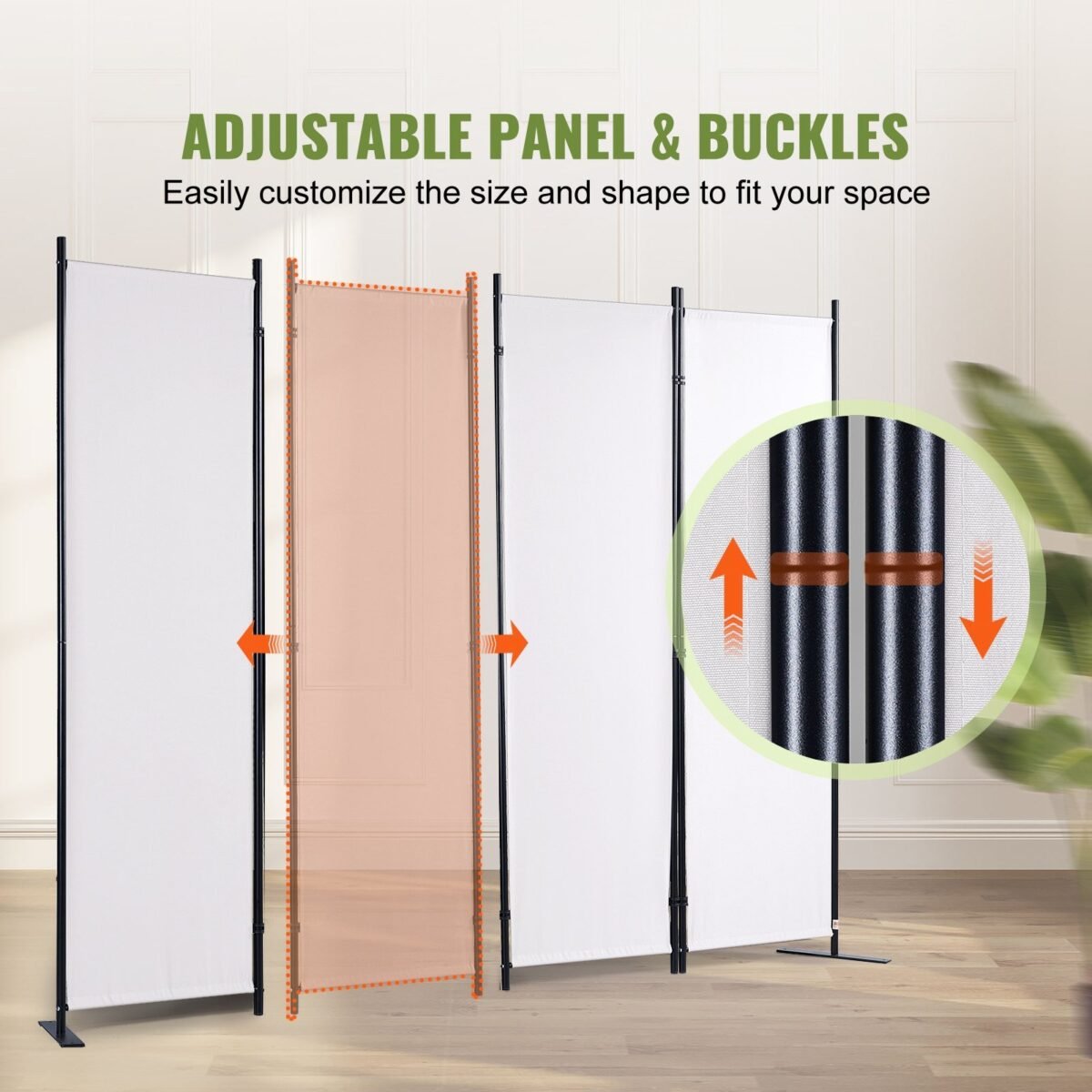 VEVOR 4 Panel Room Divider 5.6 ft (88×67.5inch) White - Image 10