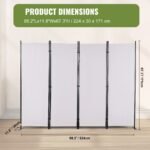 VEVOR 4 Panel Room Divider 5.6 ft (88×67.5inch) White - Image 7