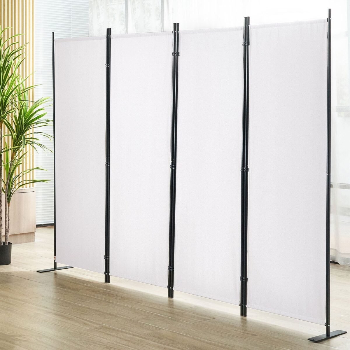 VEVOR 4 Panel Room Divider 5.6 ft (88×67.5inch) White - Image 6