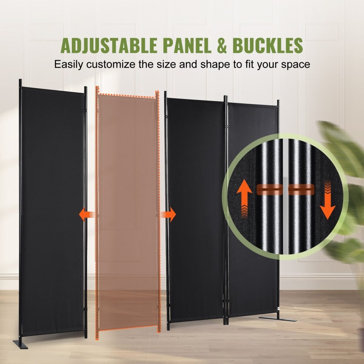 VEVOR 4 Panel Room Divider 5.6 ft (88×67.5inch) Black - Image 10